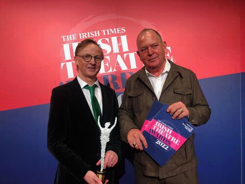 David Bolger with his award at The Irish Times Irish Theatre Awards 2022