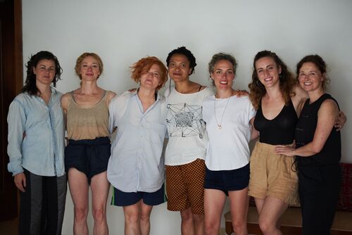 6 Choreography Connects artists with Monica Gillette standing in a line smiling to camera