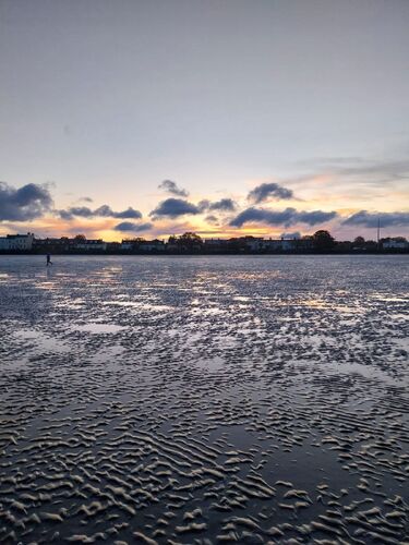 Sandymount Strand in Dublin at sunset