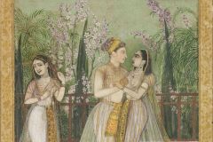 A Prince and his Mistress in an Embrace (Mughal painting, India, c.1640)